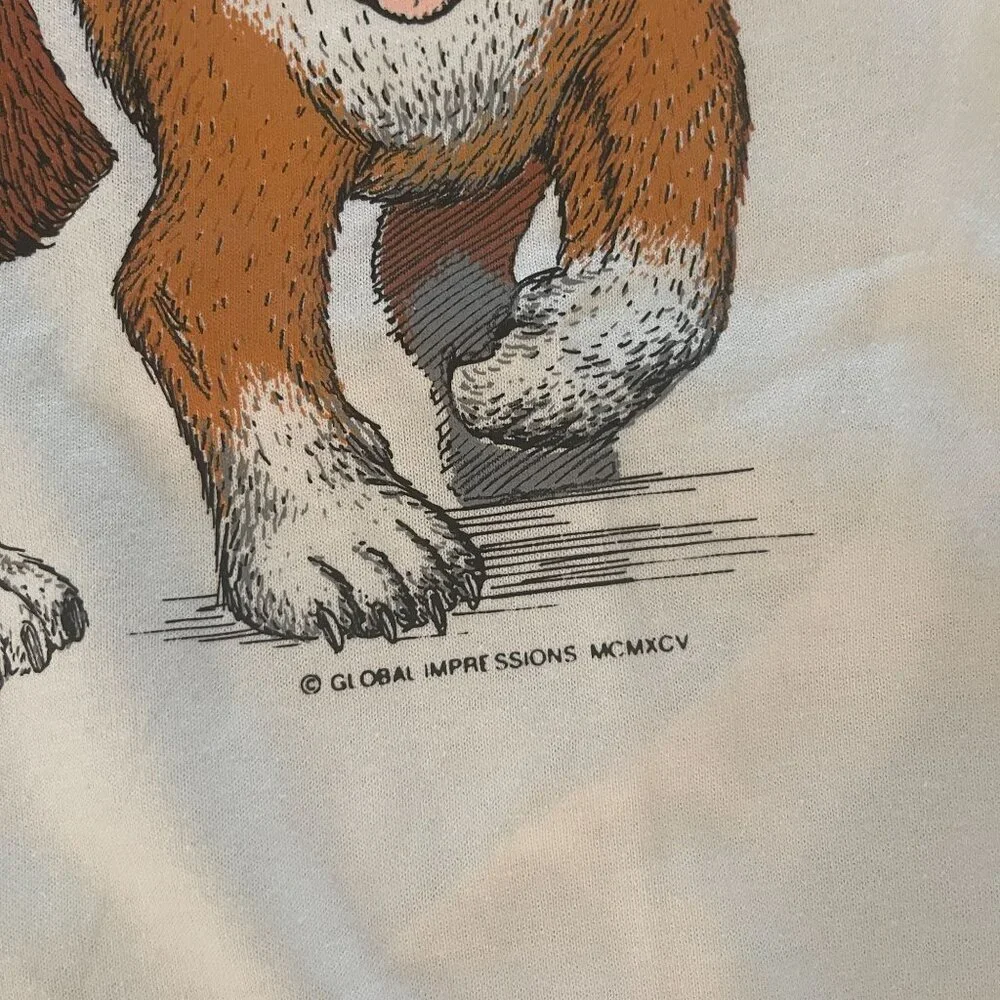 VTG Hanes Heavyweight 50/50 3 Dogs Double Side SS T-shirt Made In USA, Sz M NWT - Picture 5 of 9